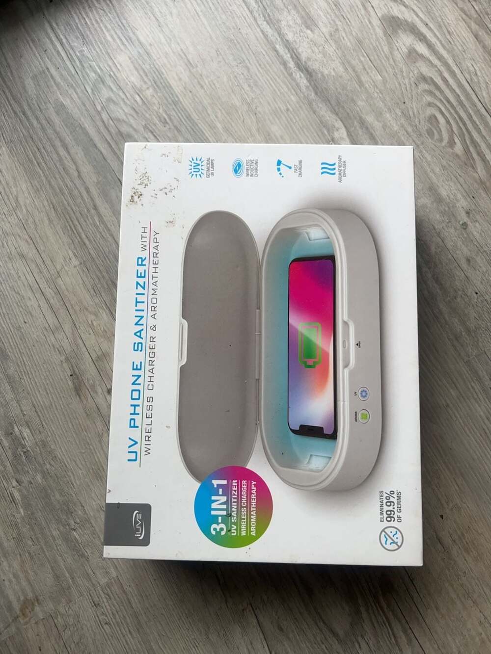 iLive 3-in-1 UV Phone Sanitizer with Wireless Charger and Aromatherapy